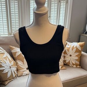 Hudson Gray Black Ribbed Crop Athletic Top Large